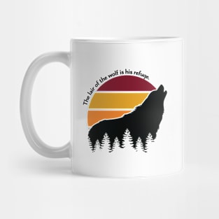 The Lair of the Wolf is his Refuge Retro Sunset Mug